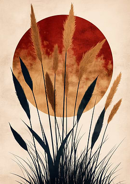 Silhouette Grass and Sun