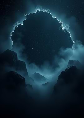 Glowing Nebula in Mountains