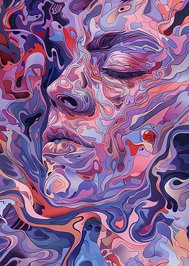 Abstract Face in Swirls