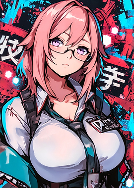 Anime Girl with Pink Hair