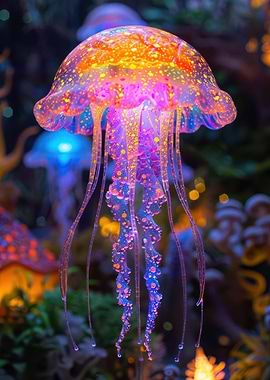 Glowing Jellyfish underwater World