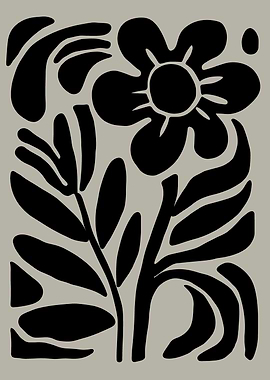Black and Grey Floral Art