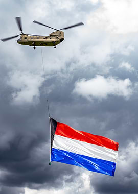 Helicopter Slinging Dutch Flag
