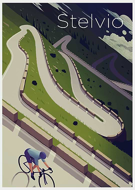 Stelvio Pass Cycling Poster
