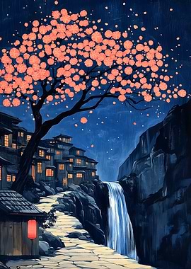 Cherry Blossom Waterfall