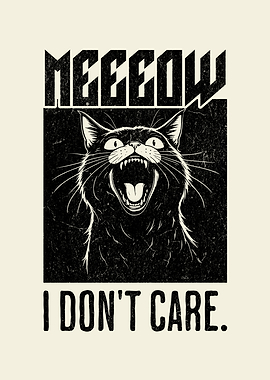 Meow I Don't Care Cat Vintage Introvert
