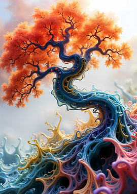 Abstract Tree with Swirling Branches