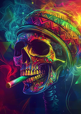 Glowing Cannabis Leaf Mandala Art