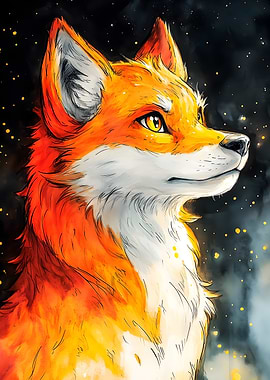 Shiba Inu Dog in the Night Sky