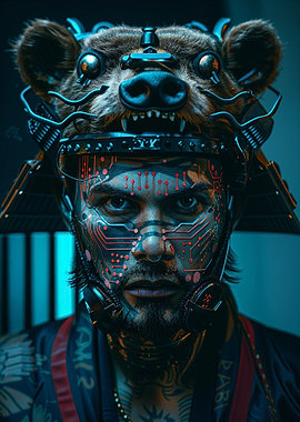 Cyberpunk Samurai Bear Mas