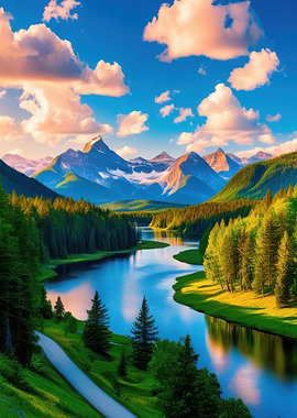 Mountain River Landscape