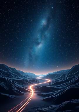 Night Road Under Milky Way