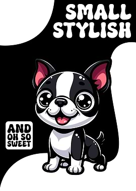 Cute Boston Terrier Illustration