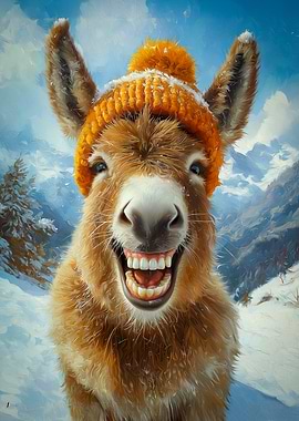 Smiling Donkey in Winter