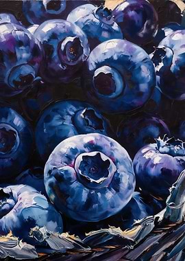Blueberries in the Basket Painting