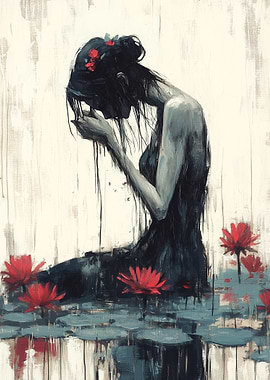 Woman in Water Lilies