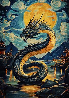 Dragon Under Full Moon