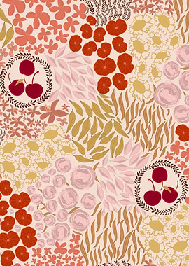 Autumn Fall colors hand drawn small flowers ditsy