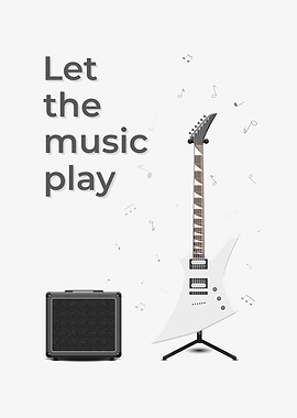White electric guitar and amplifier with motivational quote.