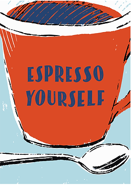 Quirky Colorful Morning Coffee Kitchen Art