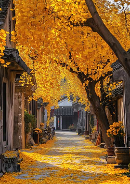 Autumn Alleyway in China