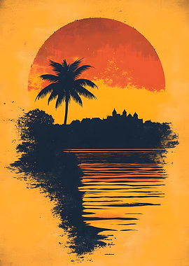 Sunset Palm Silhouette