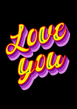 Love You Text Art
