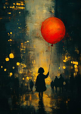 Girl with Balloon in City