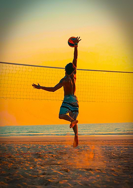 Beach Volleyball Sunset
