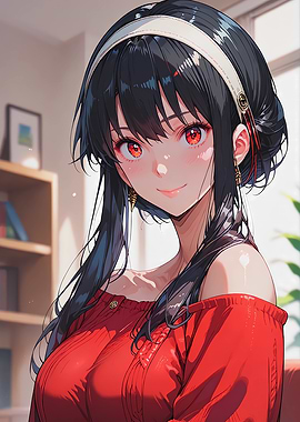 Anime Girl with Red Eyes