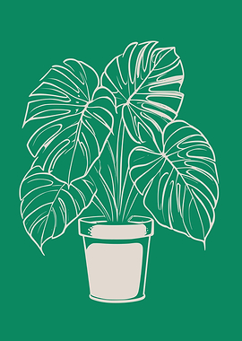 Monstera Plant Illustration in Green