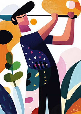 Elegant Swing: Artistic Golf Illustration