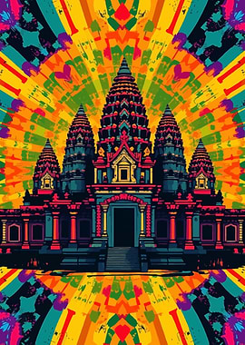 Angkor Wat Psychedelic Art