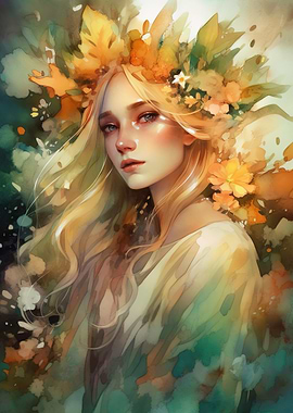 Watercolor Floral Portrait