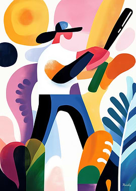Home Run Swing: Artistic Baseball Illustration