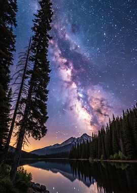 Milky Way Over Mountain Lake