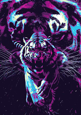 Tiger in retro art