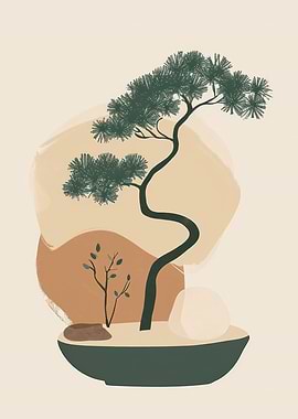 Bonsai Tree Minimalist Art