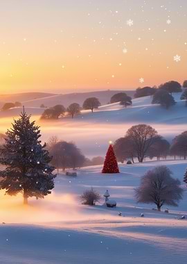 Snowy Christmas Landscape