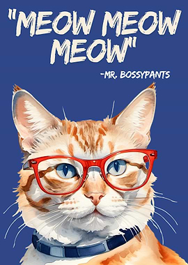 Funny Cat with Glasses Saying Meow as a Quote