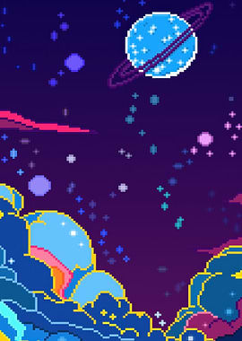 Pixelated Space Scene