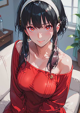 Anime Girl in Red Dress