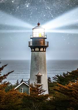 Lighthouse Under Starry Sky
