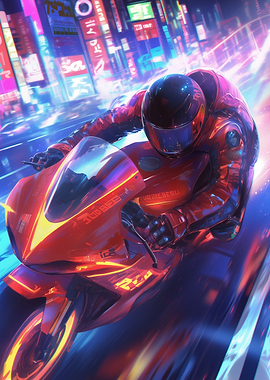 Cyberpunk Motorcycle Rider