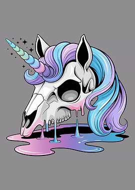Melting Unicorn Skull