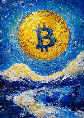 Bitcoin Starry Night Painting