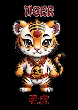 Cute Tiger Chinese Zodiac Sign Illustration