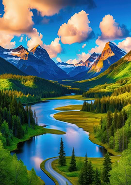 Mountain River Landscape