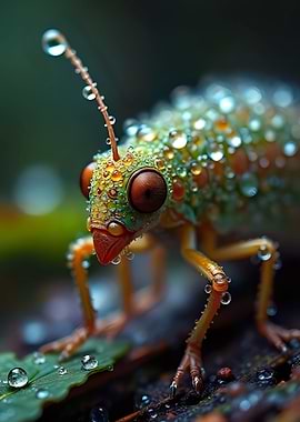 Dew-Covered Insect
