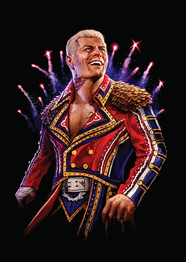 Wrestler in Red and Blue Suit